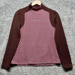 Rohnisch Top Women Medium Red Wine Ellie Performance Mock Neck Fitted Activewear